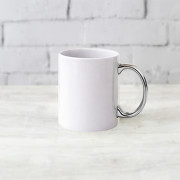 Кружка белая с серебряной ручкой