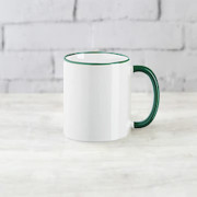 Кружка с цветной ручкой и каемкой Тёмно-зеленая